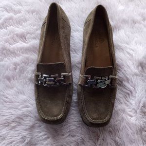 Cole Haan Green Suede Slip On Loafers